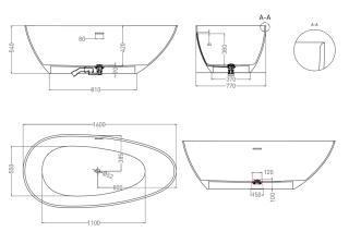Ванна из искусственного камня Salini Paola In S-Sense 101611G 160x77см белый глянцевый
